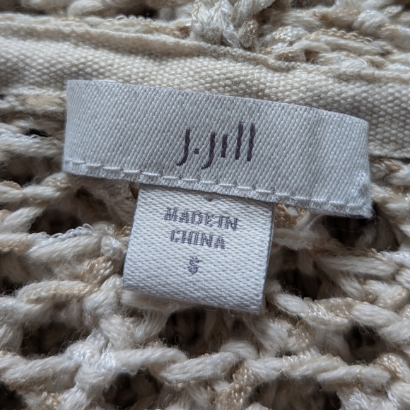 J-jill Natural Cream Crochet Hooded Cardigan Sweater - Picture 8 of 15